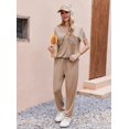 thumbnail image 4 of Ekouaer Pajama Sets for Women Short Sleeve Pjs Sets 2 Piece Loungewear Sleepwear with Long Joggers Pants, 4 of 6