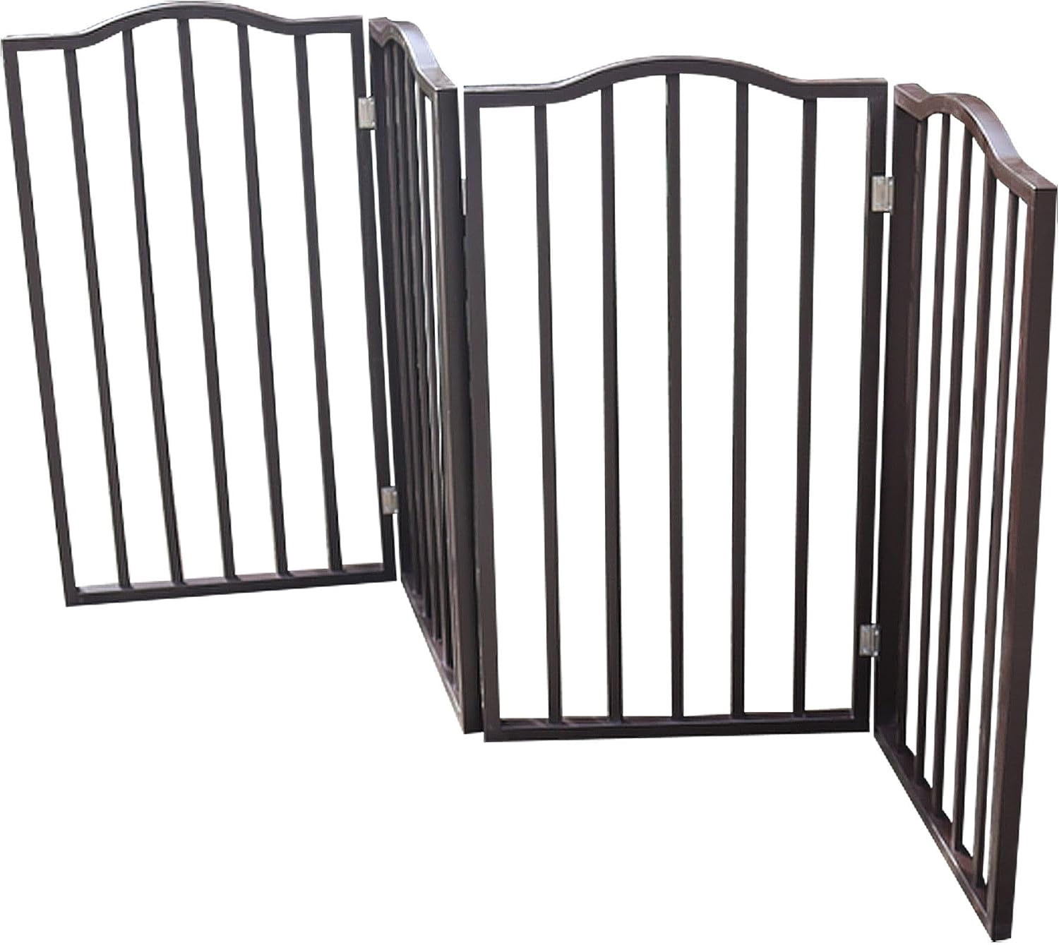 Pet Gate for Doorways Stairs and House Freestanding Folding Wooden Dog Gate Arc Design Brown