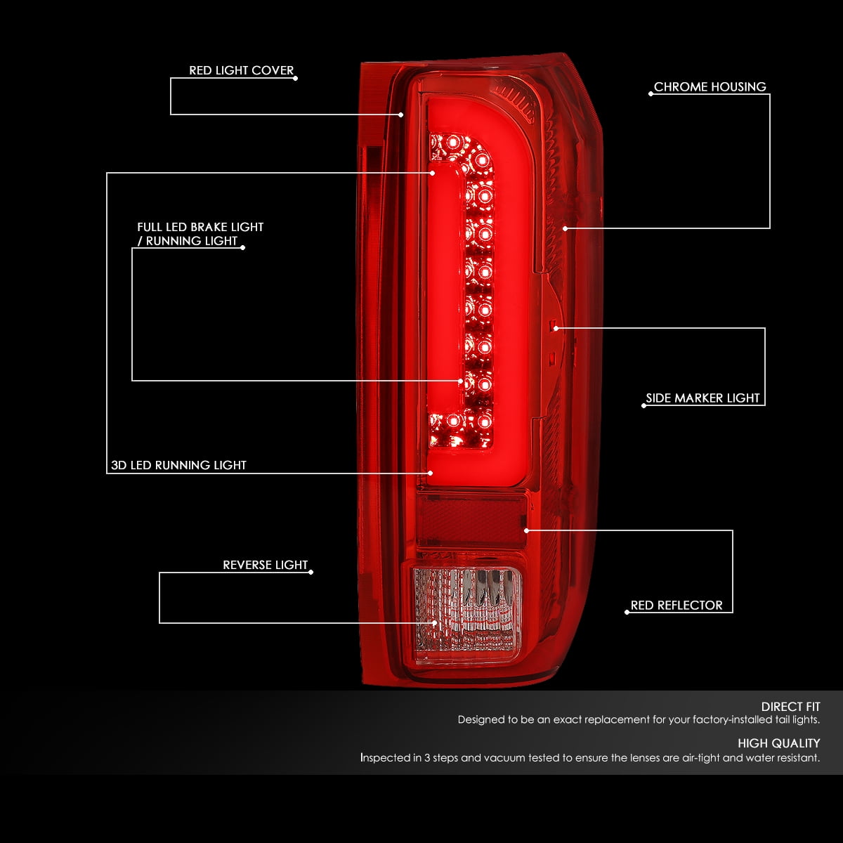 DNA Motoring 3BL-F15092-LED-BK 3D LED Bar 3rd Third Brake Lamp/Light 