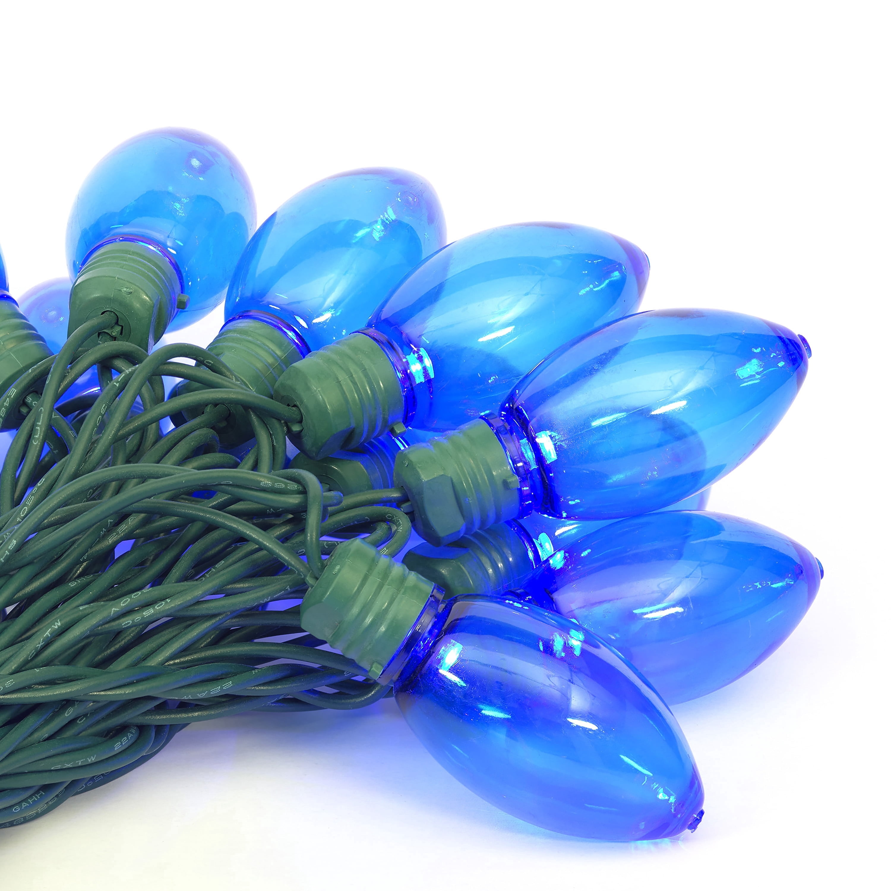 Indoor/Outdoor 100-Count LED Smooth C9 Christmas String Lights, Blue, Green Wire, 57', by Holiday Time