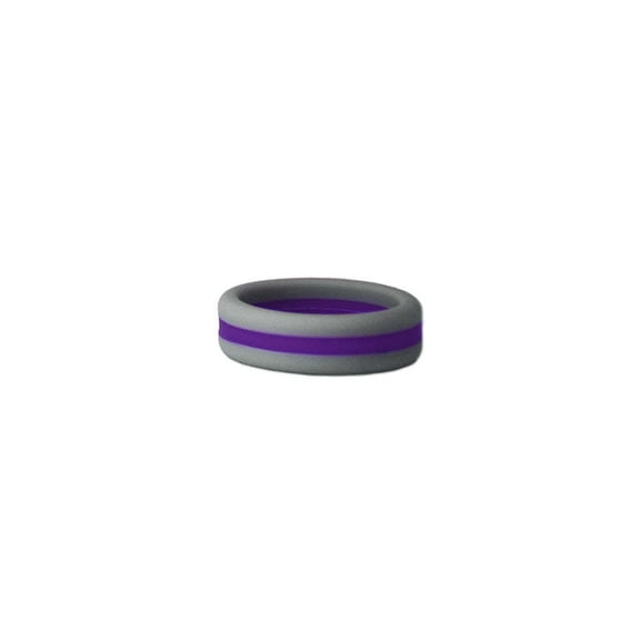 Grey and Purple Stripe Silicone Ring Size 11 by Lifebeats