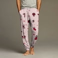 thumbnail image 2 of Wutalume Men's Drawstring Pocket Cuffed Casual Pants with Festive Christmas Print, Soft Home Sleep Pants for Holiday Season and Cozy Nights,Pink M, 2 of 7