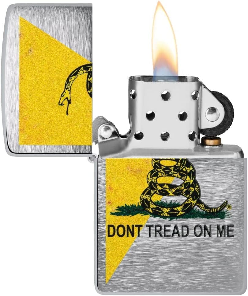 Zippo Customized Message Dont Tread on Me, Gadsden Flag - Brushed Chrome 48118