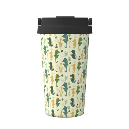 

Gaeub Seahorse Print Travel Mug Insulated Coffee Mug with Leakproof Lid Travel Coffee Mug Vacuum Stainless Steel Double Walled Reusable Coffee Cup
