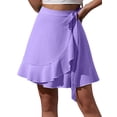thumbnail image 1 of Hanerdun Women Wrap Skirts Female High Waist Ruffle A-Line Mini Skirt Purple L, 1 of 5
