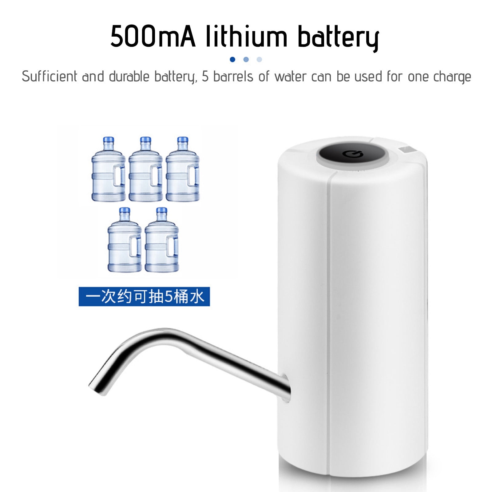 Qocolhg Water Dispenser for 5 Gallon Bottle, Electric Water Pump for 5 Gallon Jug with Switch and USB Charging, Portable Automatic Water Jug Dispenser for Camping, Travel, Home, Kitchen, Office