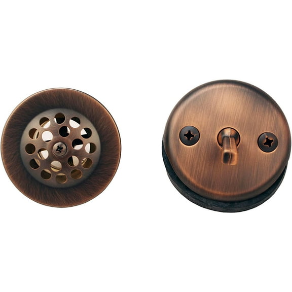 Bathtub Tub Replacement Drain Trim kit - Antique Copper Finish, Venetian Bronze, Trip Lever Type, By Plumb USA