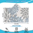 thumbnail image 2 of Blue and Gray Floral Pattern Hooded Bath Towel，50"x30" for Ages 3 To 12 Kids, Quick Dry Lightweight Soft Microfiber Hood Beach Towel Cover Up for Kids, 2 of 7