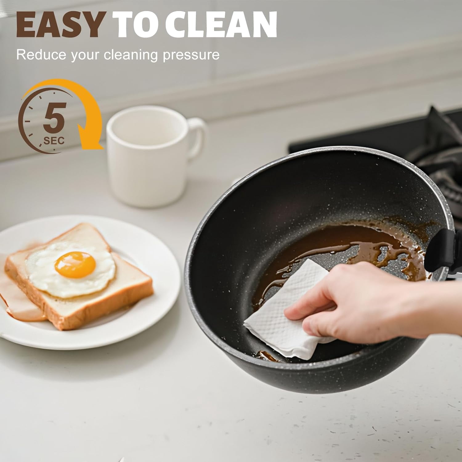10-Piece Pots and Pans Set with Detachable Handles, Non-Stick Ceramic Cookware for Induction, RV, Oven Safe