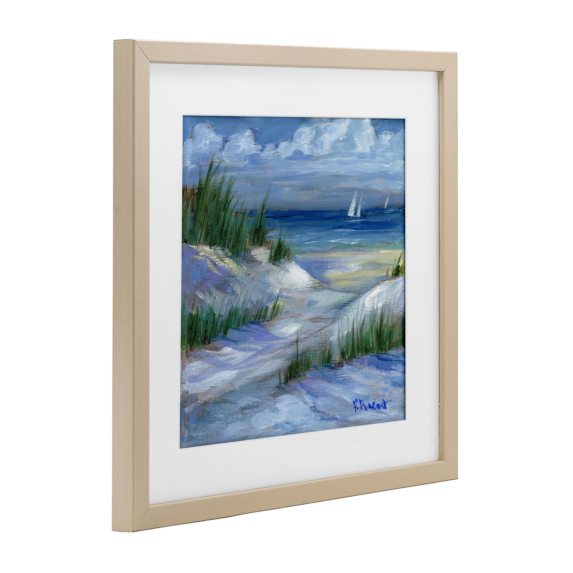 Stupell Industries Crooked Island Dunes & Sailboats Birch Framed Print Under Glass, design by Paul Brent