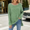 thumbnail image 2 of RMGVDSD Sweaters For Women Side Split Oversized Pullover Tops Crew Neck Long Sleeve Shirt Sweater Solid Color Soft Sweater Fashion Outfit /Green, 2 of 9