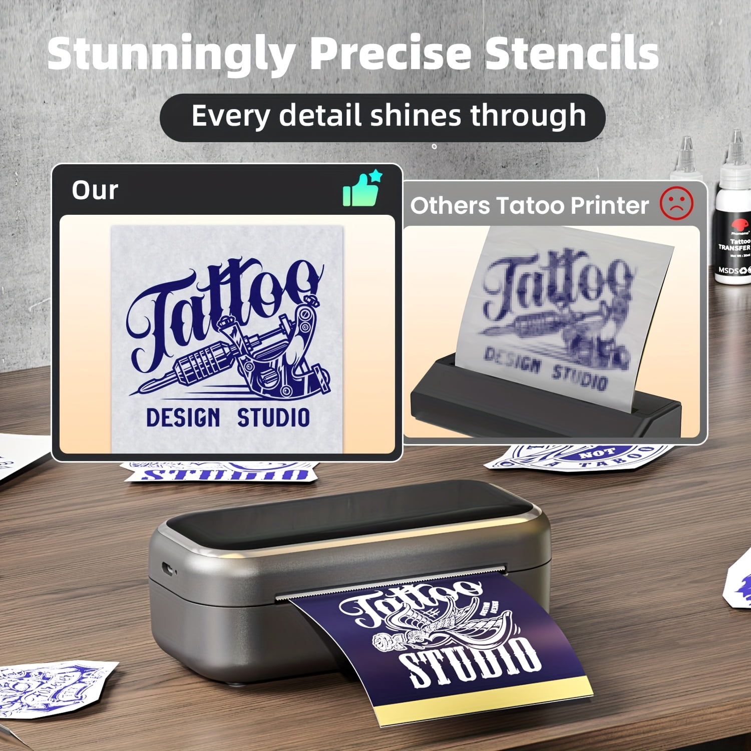 Tattoo Stencil Printer That Comes with 30 Sheets of Transfer Paper, Ideal for Tattoo Lovers, Beginners, And Artists, Perfect for Enjoyment, Gifting, And Creative Projects