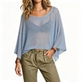 thumbnail image 2 of LEKWK Beach Cover Ups for Women Crochet Batwing 3/4 Sleeve Hollow Out Tops Scoop Neck Lightweight Sheer Poncho Shrug Summer Fashion Vacation Beachwear, 2 of 5