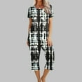 thumbnail image 2 of Moxiu Capri Pjs Sets for Women 2 Piece Pajama Sets Short Sleeve Round Neck Top with Capri Pants with Pockets Sleepwear Loungewear 2025 Multicolor,XXXL, 2 of 7