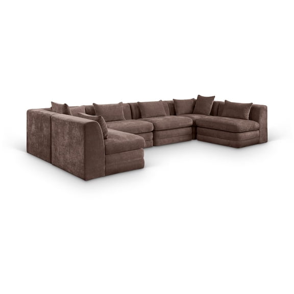 Meridian Furniture Stellar 152" Brown Chenille Fabric 6Pc. Modular Sectional