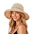 thumbnail image 2 of Straw Hats for Women Wide Brim Sun Hat Foldable Packable Beach Hat for Vacation Travel, 2 of 5