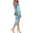 thumbnail image 3 of Sakkas Rema Women's Boho Shift Tunic High Low V-neck Long Sleeve Dress with Print - ONT85-Turq - One Size Regular, 3 of 5