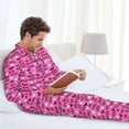 thumbnail image 6 of Fuzoiu cherry Print Men's Long-Sleeved Pajama,Lounge Button Down Nightwear,Mens Notch Collar Pajama Set-X-Large, 6 of 7