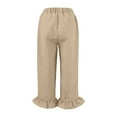 thumbnail image 6 of Mitankcoo Women's Drawstring Ruffle Capris - Relaxed Fit with Pockets - Casual Cropped Pants, 6 of 7