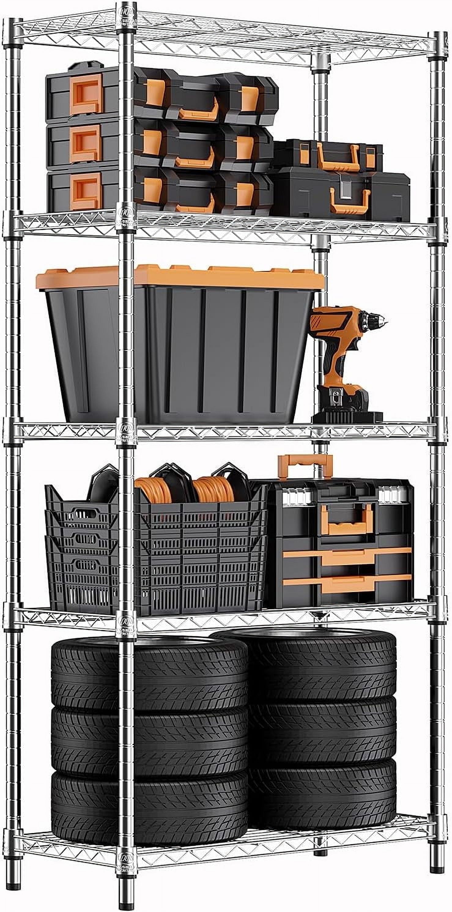 M MZG 5-Tier Metal Wire Shelf, Silver photo 3