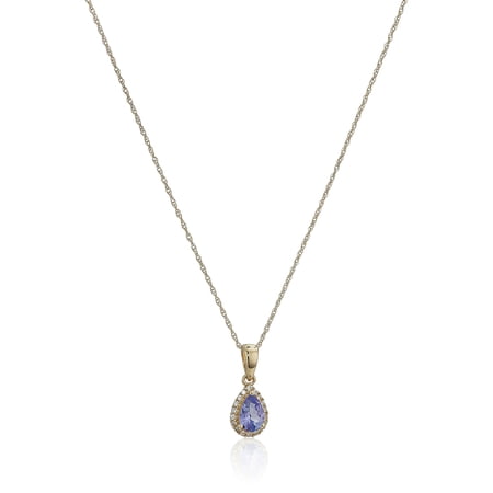 10k Yellow Gold Tanzanite and Created White Sapphire Pendant 18