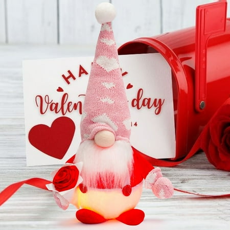 

QYY Valentine s Day Ornaments: Faceless Dolls With Lights Roses With Love Cute Elderly Dolls Window Decorations