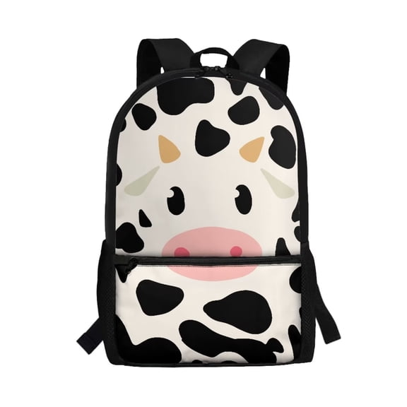 KUIFORTI Tote Backpack Bookbag Laptop Backpacks Multipurpose Daypack for Boys Girls 17 Inch SchoolBag, Cute Cow White and Black