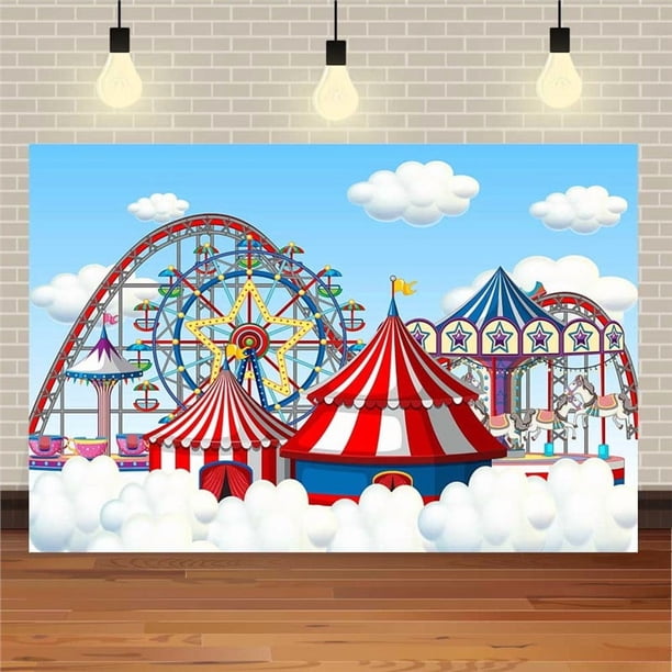 Fondo para fotografía de circo de carnaval | Cortina de carpa a rayas rojas y blancas | Decoración para fiesta temática de escenario | Fondo de tela reutilizable