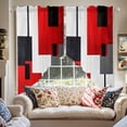 thumbnail image 2 of Red Black Color Block Swag Curtain Valance for Windows, Square Modern Window Treatments Short Swag Topper for Kitchen Windows Bathroom Bedroom, 36"x45", 2 of 8