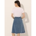 thumbnail image 4 of Faldas De Mezclilla Para Mujer Falda Vaquera Midi Con Botones Y Dobladillo Sin Rematar Gris Azul M, 4 of 6