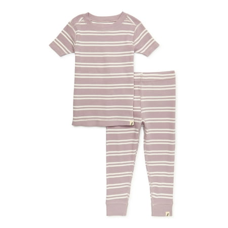 

easy-peasy Toddler Unisex Organic Short Sleeve Top and Pants Pajama Set 2-Piece Sizes 12M-5T