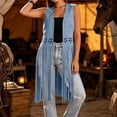 thumbnail image 5 of APEXFWDT Western Fringe Suede Vest for Women, Sleeveless Open Front Hollow Out Long Tassel Casual Waistcoat, 5 of 8