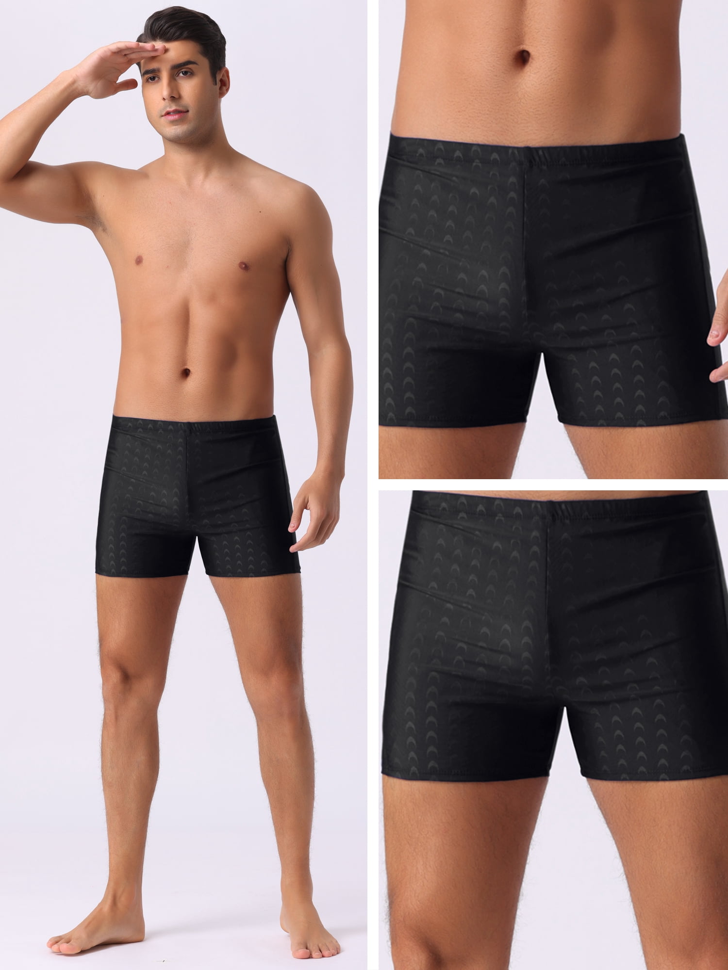 DARING DIVA Men's Casual Summer Elastic Waist Swimming Training Swim Trunks 34 Black