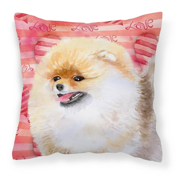 Carolines Treasures BB9769PW1818 Pomeranian Love Fabric Decorative Pillow  18H x18W multicolor