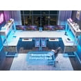 thumbnail image 6 of L Shaped Gaming Desk, Reversible Corner Desk with Power Outlet and Pegboard, L Shaped Desk with LED Lights for Home Office, White, 6 of 7