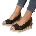thumbnail image 3 of Ruyang Women's Casual Side Hollow Belt Buckle Slope Bottom Roman Shoes Summer Fashion Ladies Sandals Womens Sports Sandals, 3 of 7