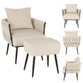 thumbnail image 1 of Gymax Modern Dutch Velvet Accent Chair & Ottoman Set Single Leisure Sofa Chair Beige, 1 of 10