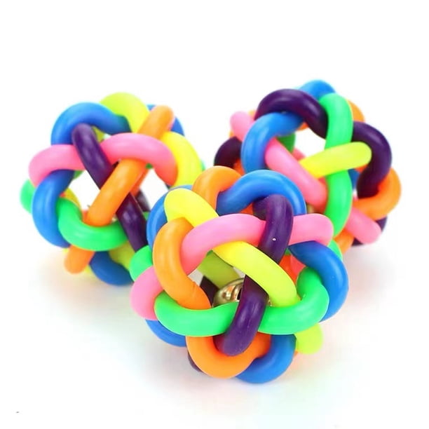 Pelota de goma para perros de razas pequeñas, pelota de juguete para cachorros, juguete profesional para perros y gatos con campana pequeña, 3 uds.