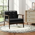 thumbnail image 2 of Costway 2PCS Accent Chair Button Tufted Mid-century Modern Lounge Chair with Armrest Black, 2 of 9