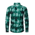 thumbnail image 5 of Men's Hawaiian Long Sleeve Button Down Shirt Casual Untucked Shirts Summer Beach Wedding Textured Shirts Green M, 5 of 5
