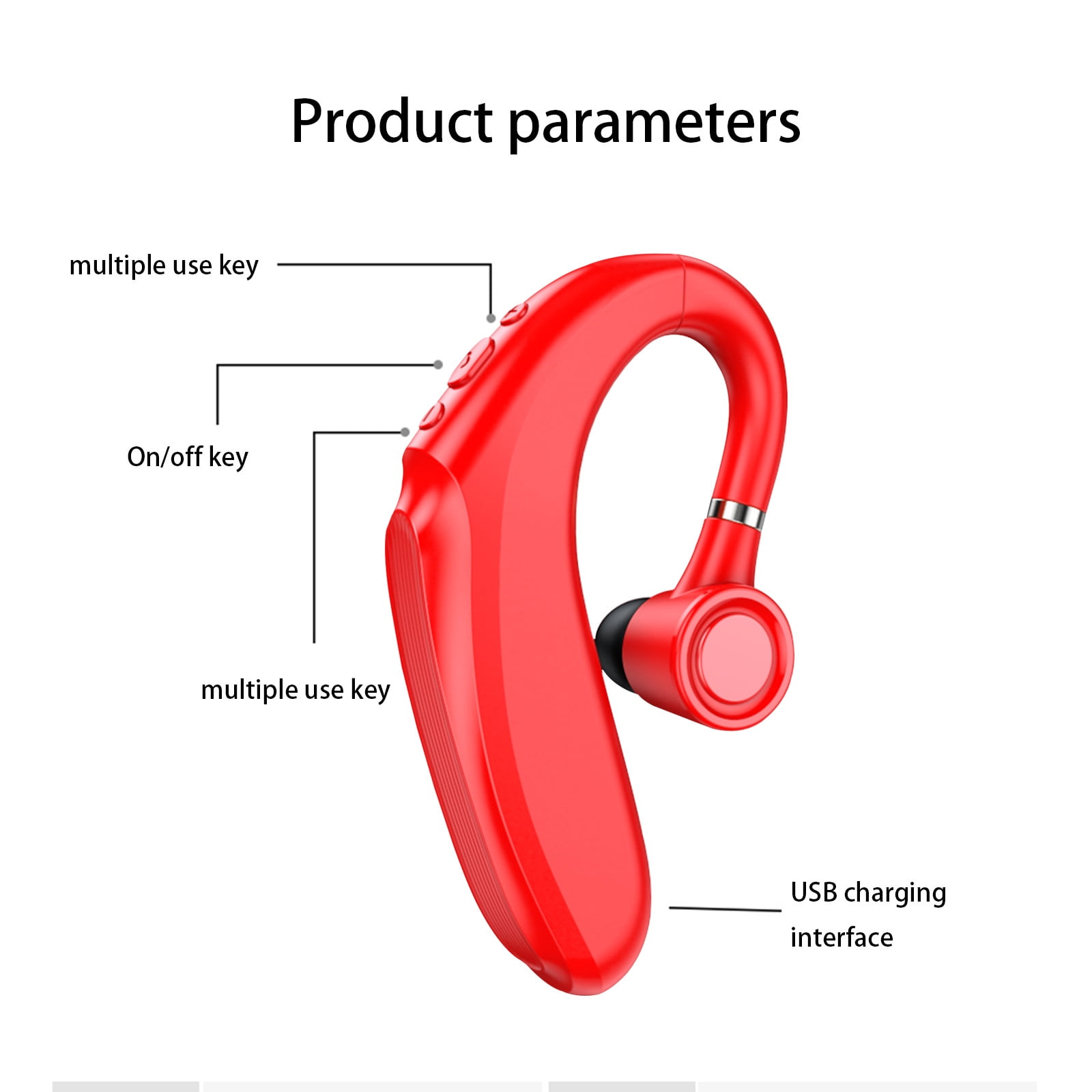 Weloille BLE 5.2 Bluetooth Headset Wireless Earpiece with Noise Cancelling Mic, Ultralight Comfortable for Business Office Driving Sport