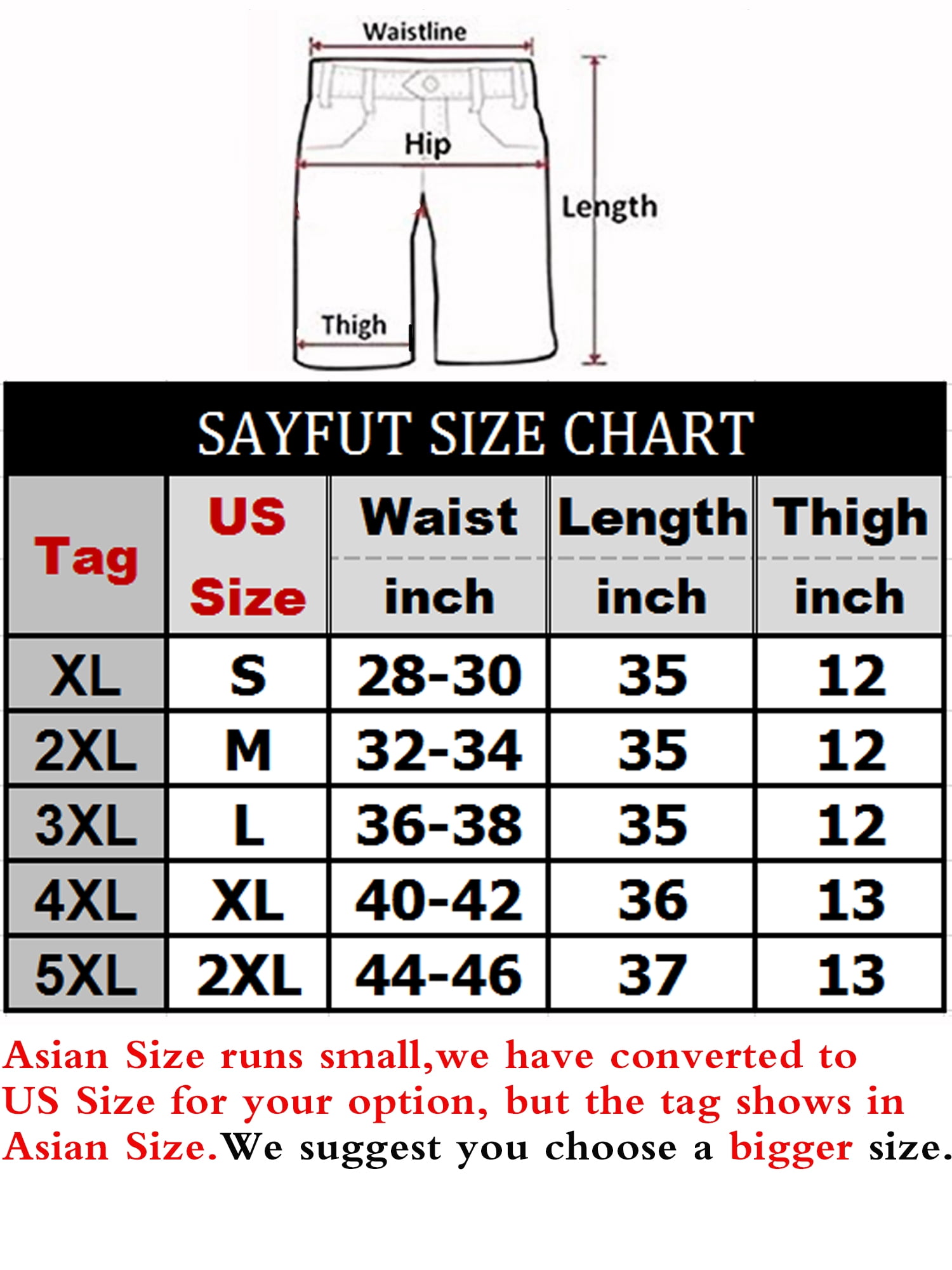 Waist Length Size Chart