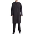 thumbnail image 2 of RYDCOT African Men's formal Clothes Dashiki Henley Shirt and Pant Two Piece Set Suit Traditional Button up Long Sleeve Robe Muslim Gown Shirt Outfits Black, 2 of 9