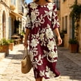thumbnail image 6 of QUNYINEY Beach Women's Summer Dresses Short Sleeve Floral Midi A Line Dress Flowy Loose Fit Crew Neck Vacation Dresses, 6 of 7