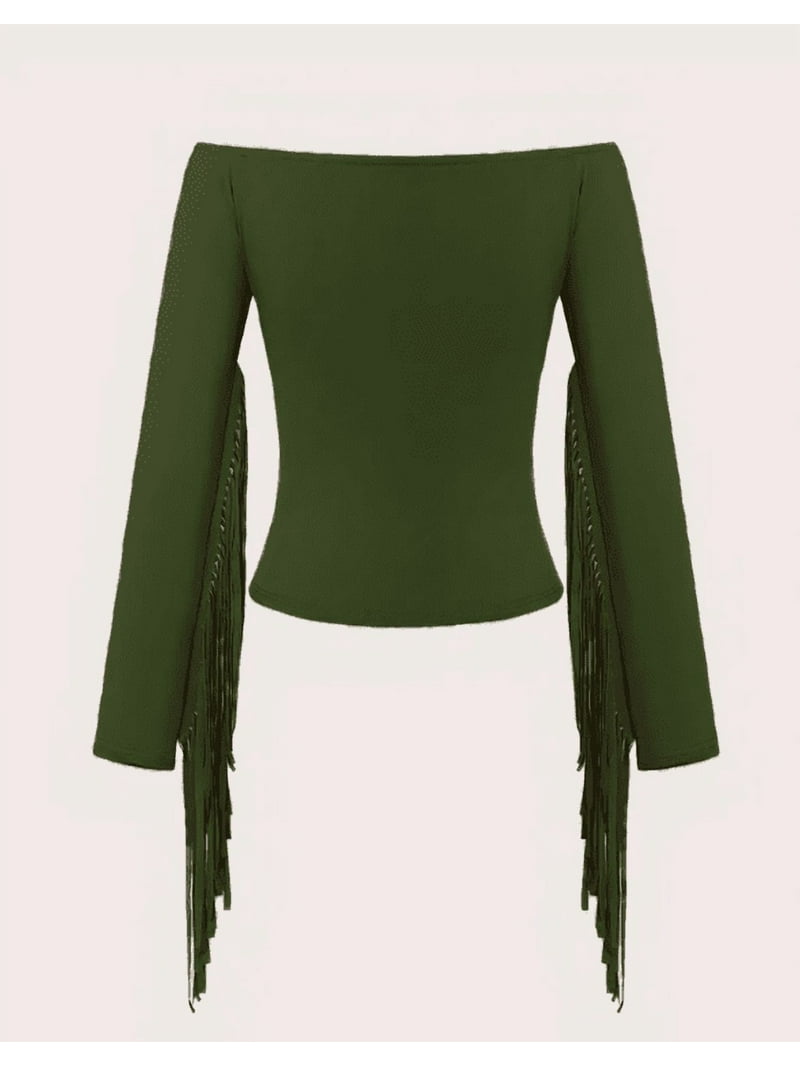 トップス Acka fringe american sleeve tops fringe american sleeve tops – Acka online store
