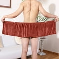 thumbnail image 2 of uublik Men Shorts Bathrobe Sleep Bottoms Pajamas Nightwear Short Towel Pants Bathrobe Coffee, 2 of 4