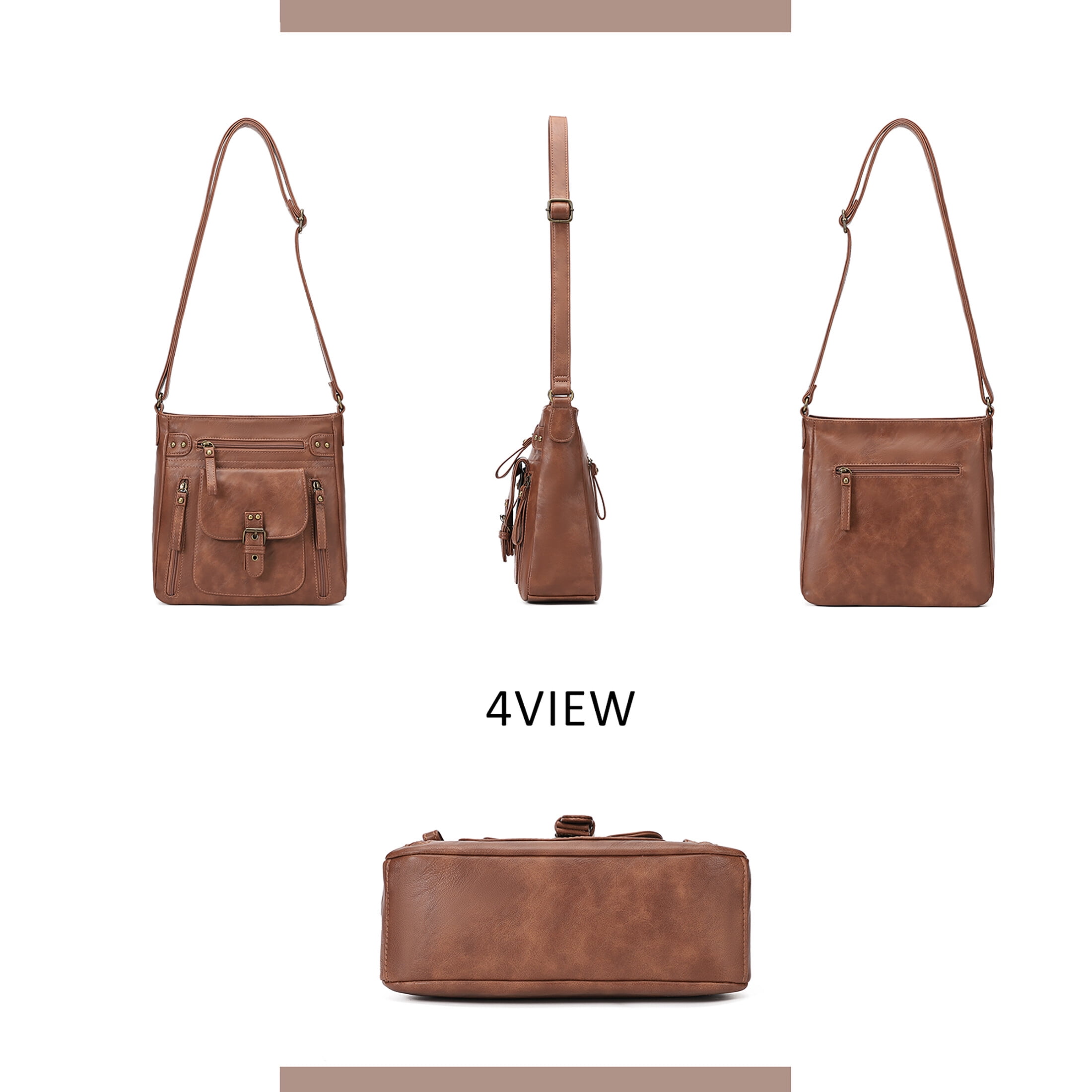 KL928 Medium Crossbody Purses for Women Handbag Leather Crossbody Shoulder Bags with Multi Pockets
