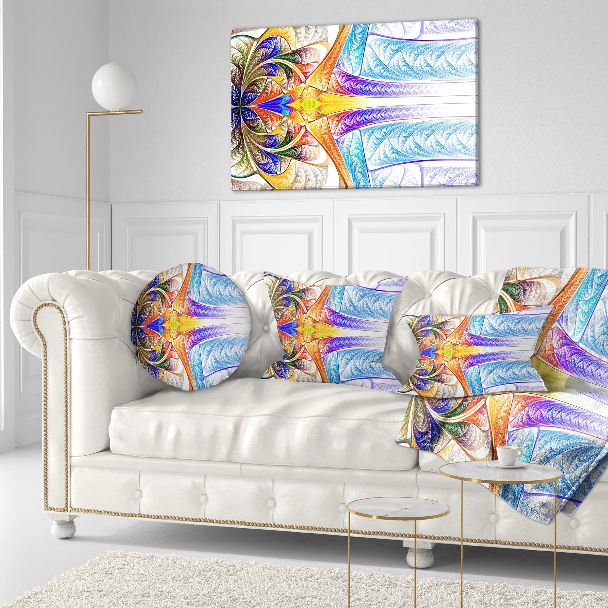 Designart Strange Fractal Desktop - Abstract Throw Pillow - 12x20