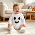 thumbnail image 2 of YunPes Baby Infant Bodysuit Smiling Ghost Long Sleeve Bubble Romper Newborn Boy Girl First Halloween Clothes Soft Cozy with Bottom Snaps, 2 of 6