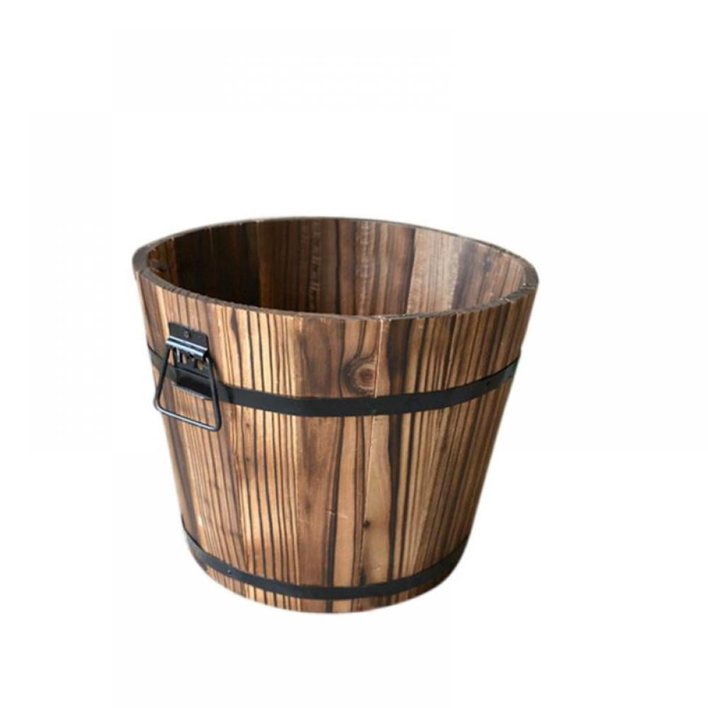 Wooden Planter Barrel,Retro Wooden Flower Pot Bucket Barrel,Rustic ...